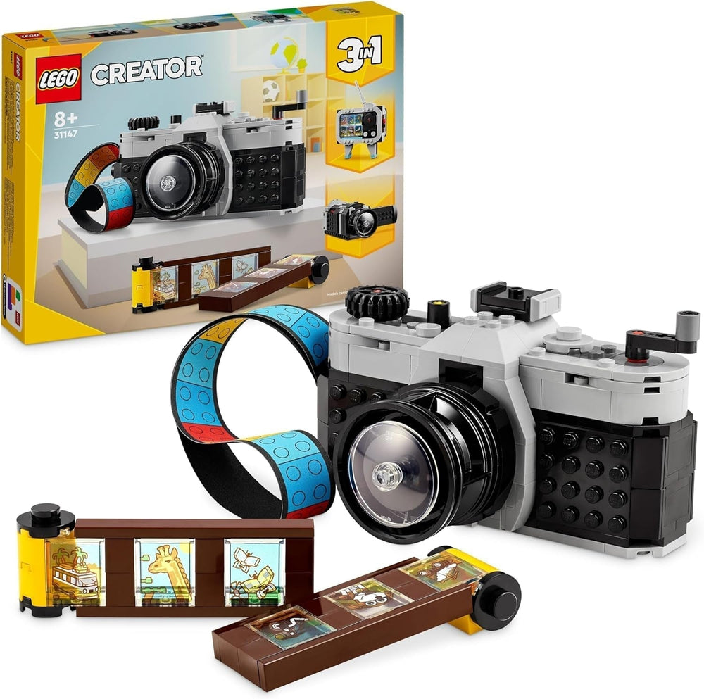 LEGO Creator Jouet appareil photo rétro 3 en 1, caméra vidéo, téléviseur, décorations de bureau pour enfants ou accessoires de chambre, cadeaux de photographie pour filles et garçons de 8 ans 31147 Ensembles de construction Besuche den LEGO-Store Single