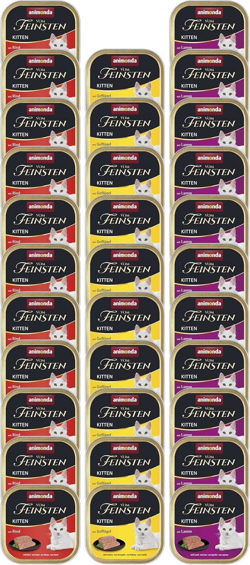 Animonda Vom Feinsten Kitten Variety for Kittens (32 x 100g), nourriture humide sans céréales et sans sucre pour jeunes chats avec des ingrédients 100% frais et carnés.