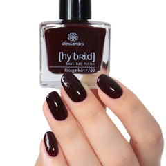 Vernis à ongles HYBRID Alessandro Rouge Noir - Rouge foncé-Noir - Des ongles parfaits en seulement 3 étapes, sans LED - dure jusqu'à 10 jours ! 8 ml