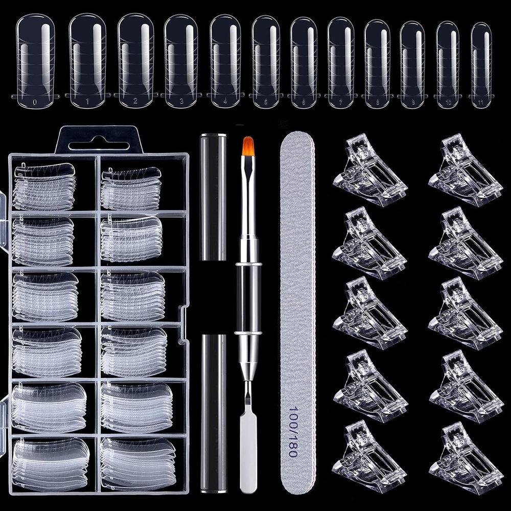 Ensemble de 120 formes d'ongles, extensions d'ongles, formes d'ongles en gel, ensemble de formes d'ongles avec brosse à double tête et lime à ongles avec clips, pour ongles en gel