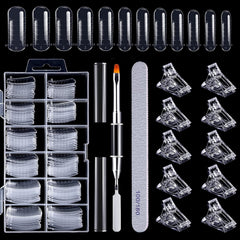 Ensemble de 120 formes d'ongles, extensions d'ongles, formes d'ongles en gel, ensemble de formes d'ongles avec brosse à double tête et lime à ongles avec clips, pour ongles en gel
