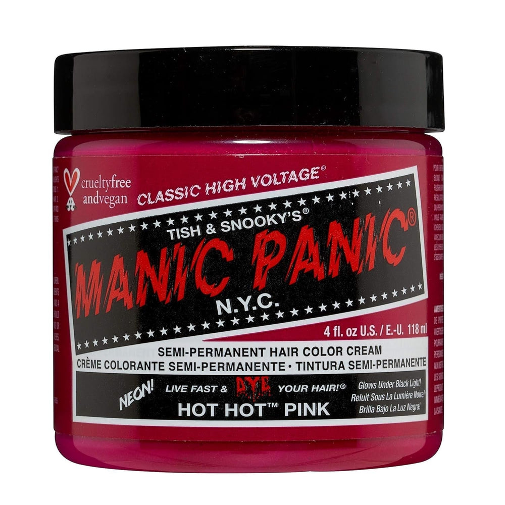 Manic Panic Hot Hot Pink Classic Cream Vegan Cruelty Free Teinture capillaire semi-permanente 118 ml Naty Shop Teinture capillaire Hot Hot Pink 118 Ml (1 paquet)