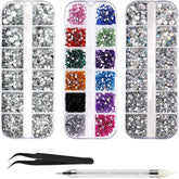4600 pièces de strass pour ongles, Nagel Glitzersteine 3 Verschiedene Stil Flache Nail Gems Nägel Steine Klein Nagel Steinchen Mit Pinzette et Strass Picker Dotting Pen pour ongles/vêtements/artisanat