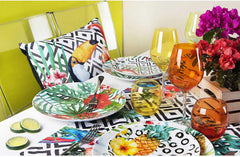 Excelsa Tropical Chic Teller-Set, 18 Stück, Porzellan, mehrfarbig
