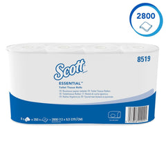 Papier toilette Scott® Essentialtm 8519 Papier toilette en fibres recyclées blanc 2 épaisseurs certifié FSC 64 rouleaux X 350 feuilles (total 22 400 feuilles)