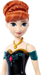 Mattel Toys Disney Frozen Anna poupée mannequin chantante en tenue emblématique chante "Pour la première fois" du film Disney en anglais, français, allemand, italien, JDL59