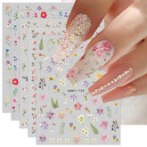 JMEOWIO Nagelsticker Frühlings Blume 9 Blatt Nail Art Sticker Selbstklebend Nagelaufkleber Bunte Sommer Blumen Dekoration Nageldesign Zubehör