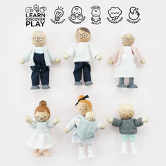– Set de joacă din lemn „Familia mea de păpuși” pentru case de păpuși | Seturi de accesorii pentru case de păpuși Daisylane pentru fete – Potrivit pentru copii cu vârsta de 3 ani și peste, P053