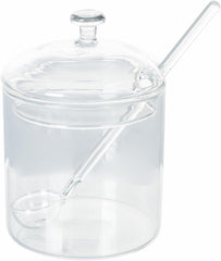 Pot en verre borosilicaté transparent de 300 ml avec couvercle et cuillère Good Morning