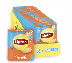 Lipton Peach Iced Tea Set, rafraîchissant pour toute la famille, 18 sachets de thé, poudre de brassage maison