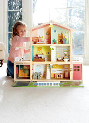 Hape Doll's Villa Maison de poupée en bois de 10 pièces, jeu de rôle créatif comprenant des meubles et des accessoires, jouet éducatif pour 3 ans et plus