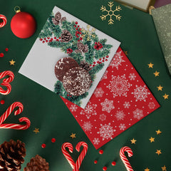 PAW - Serviettes Airlaid (40 x 40 cm) I 50 pièces I Parfaites pour Noël, l'hiver, les vacances I Décorations de table pour le réveillon de Noël I Serviettes en tissu Airlaid Branches d'hiver I Branches d'hiver