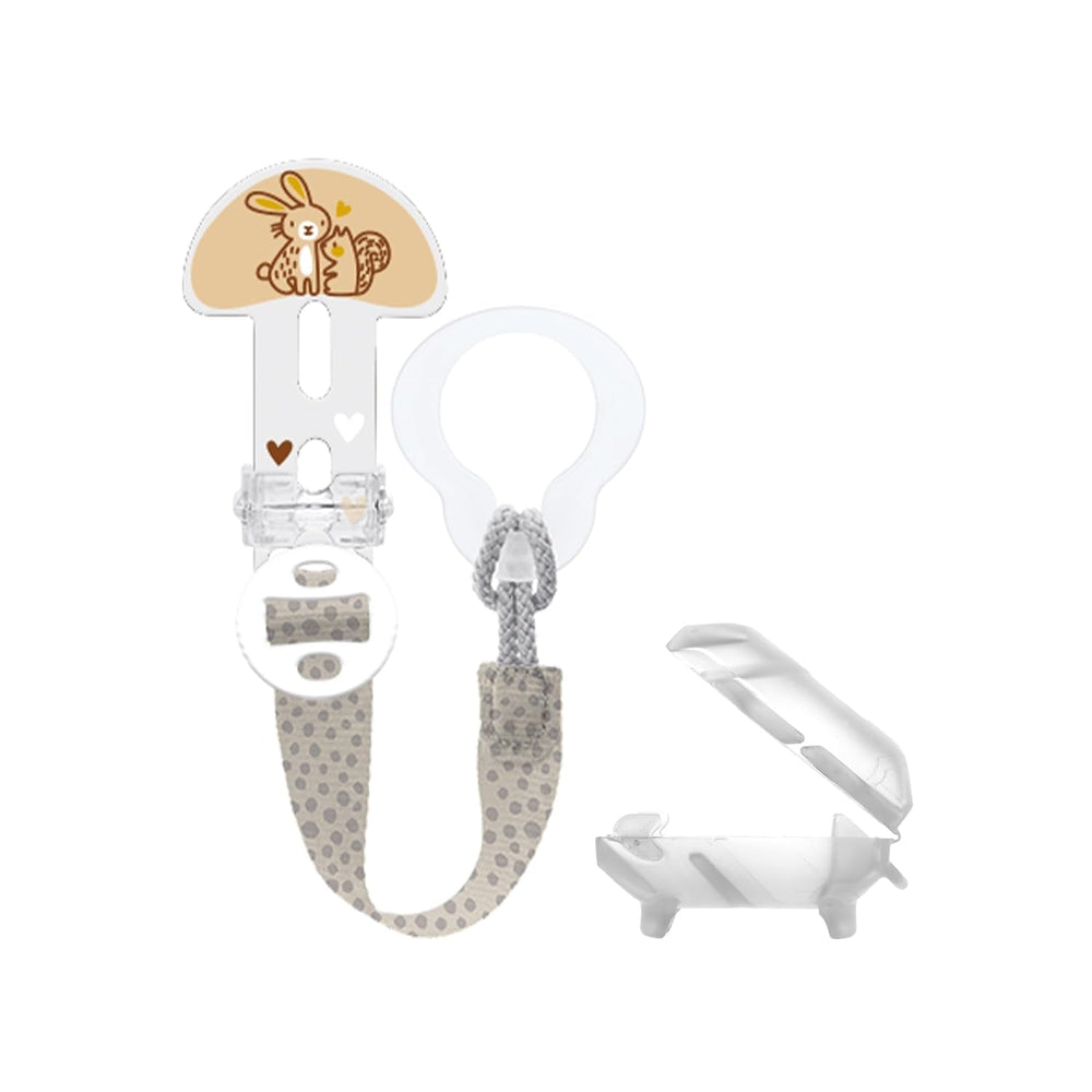 MAMAN Clip-le ! & Cover Attache-tétine avec protège-tétine, Attache-tétine réglable en longueur avec anneau amovible, Convient aux sucettes, anneaux de dentition et jouets, Lapin