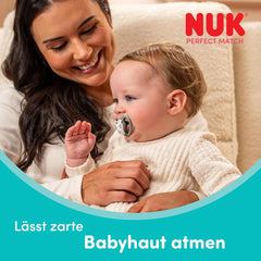 Sucettes NUK Perfect Match Air Night pour bébés | 0-6 mois | Sucettes qui brillent dans le noir qui favorisent la circulation de l'air et empêchent la bave | 95 % d'acceptation par les bébés** | Lion | Paquet de 2