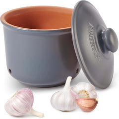 Pot à ail Römertopf Pot frais en argile naturelle pour une longue durée de conservation des aliments comme l'ail Ø 12,5 cm blanc Boîtes de conservation alimentaire Naty Shop Titre par défaut
