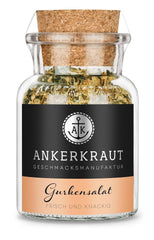 Ankerkraut Gurkensalat, 60 g dans un verre en liège, Würze Gherken-Salat Ganz Einfach, Zuckerfrei und Ohne Gesmackverstärker, Mischung würzender Ingredient für Salat