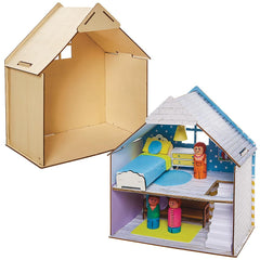 Baker Ross FN199 Kit de maison de poupée en bois - 1 paquet, kit de maison de poupée pour enfants, kit d'artisanat Dollhouses Naty Shop Titre par défaut