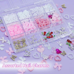 3D Anhänger Mit Schmetterlings Kirschstern Nagel Edelsteinen Mit Pinzette, Schleifen, Herz, Blume, Nagel Strassanhänger Für Maniküre, DIY-Bastelzubehör