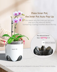 Pot de fleur d'orchidée avec trous de drainage pour la transplantation, excellente circulation de l'air, 2 pièces, plastique double couche, jardinière d'orchidée en céramique, pot de fleur d'orchidée transparent, décoratif