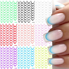 9 couleurs autocollants pour ongles français autocollants pour ongles français auto-adhésif feuille d'ongle ongles français autocollants dégradés pointe française autocollants pour ongles nail art autocollants de conception d'ongle accessoires pour ongles
