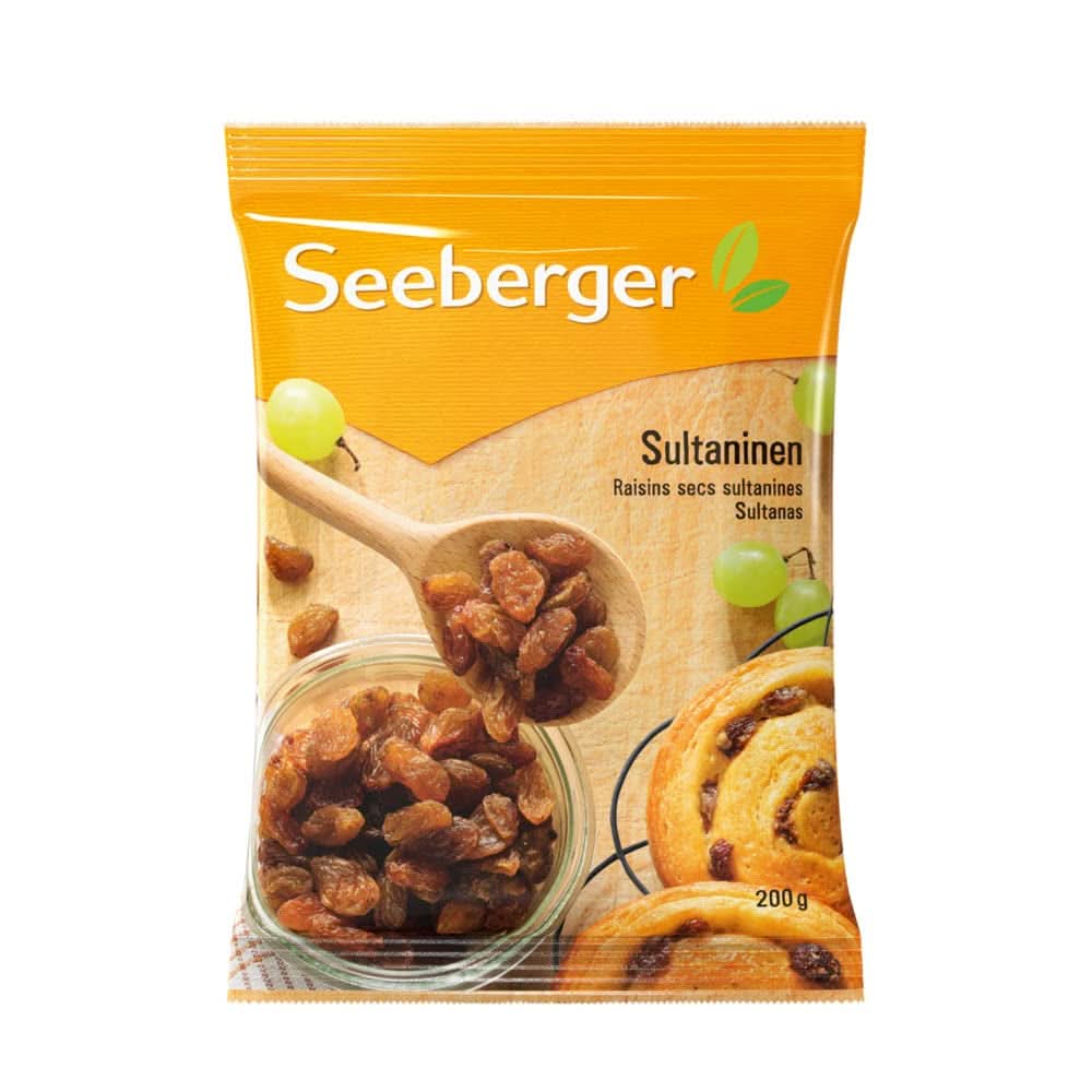 Seeberger Sultanas : Raisins sultanes légers, sucrés et fruités de Turquie, paquet 13 x 200 grammes Naty Shop Produits déshydratés 13 x 200 grammes