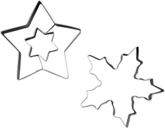 Dr. Oetker Linzer Ensemble d'emporte-pièces flocon de neige et étoile – 2 pièces parfaits pour les biscuits de Noël en acier inoxydable de haute qualité résistant à la rouille, lavable au lave-vaisselle