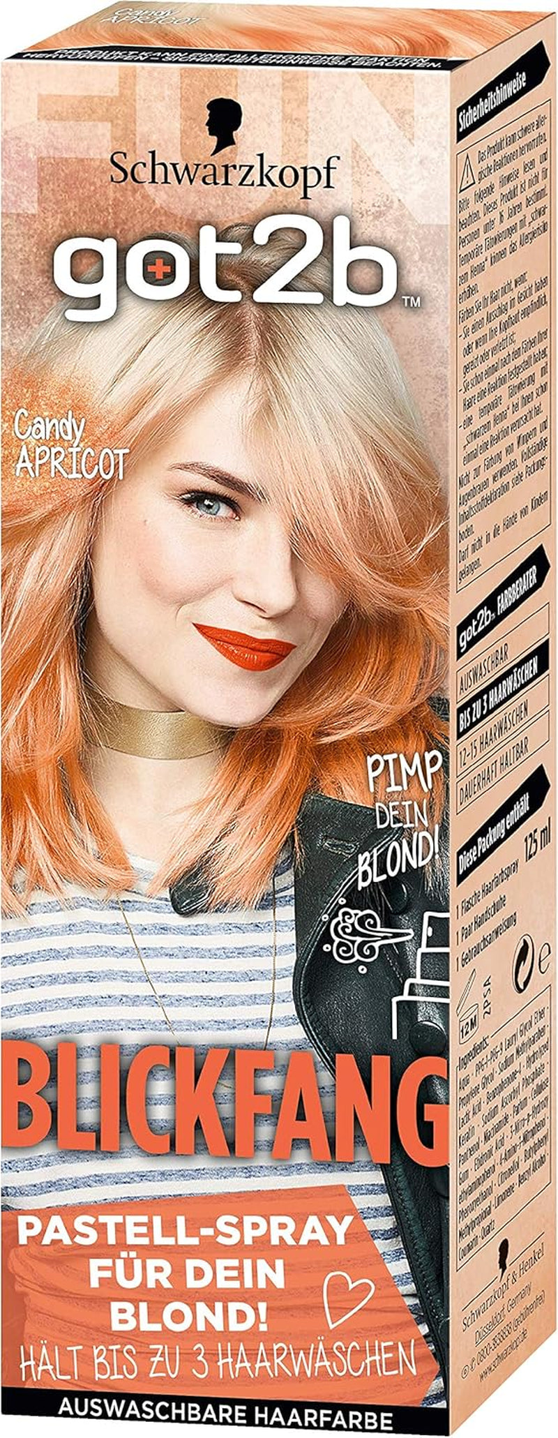 Teinture pour cheveux pour les yeux Got2B, Ps3 Candy Abricot, paquet de 3 (3 X 125 ml), Ml (paquet de 3) Teinture pour cheveux Naty Shop Titre par défaut