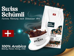 Issu de plus de 175 ans d'expérience : Schwiizer Schüümli Swiss Schümli en grains 1 kg – Torréfaction légère pour un café Schümli fin, crème parfaite, intensité 2/5, acidité 1/5 – pour un vrai plaisir de café