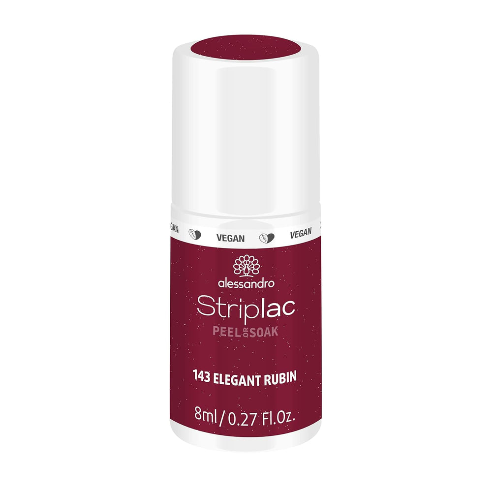 Oja UV alessandro Striplac Elegant Ruby – Delicată și de lungă durată – Îndepărtare ușoară datorită tehnologiei de îndepărtare peel-off – Vegană și cruelty-free – 8 ml