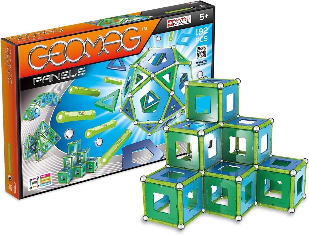 Geomag Classic Panels 192 Stück Magnetisches Spielzeug für Kinder, Geschenk für Jungen und Mädchen im Alter von 5 6 7 8 9 10 11 12 13 Jahren, magnetische Konstruktionen, Kinderspielzeu