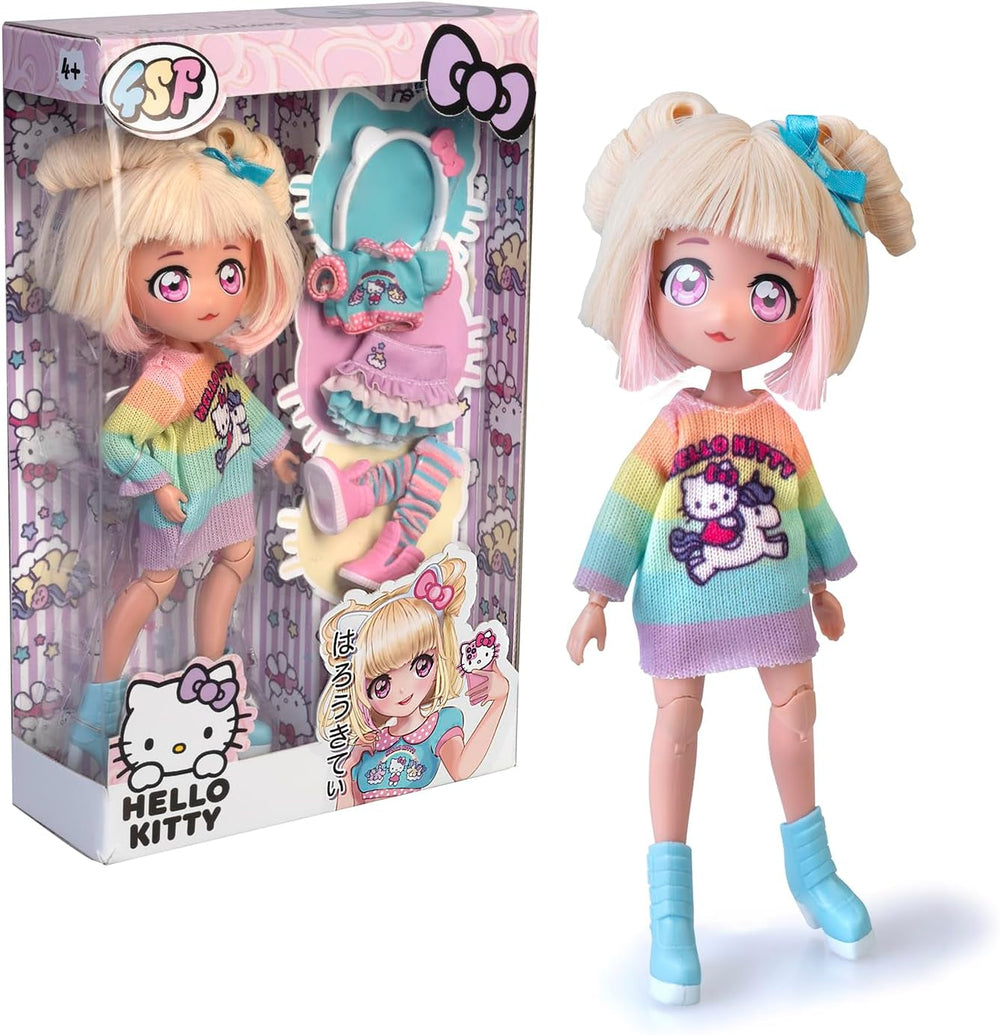 4SF - Manga Fashion Unicorns, Japanische Fashion Puppe, Figur von 19,5 cm mit 15 Gelenkpunkten, Inklusive Ra-Ra-Rock, Beinstulpen und Haarband mit Ohren, Famosa (HKTF2000)