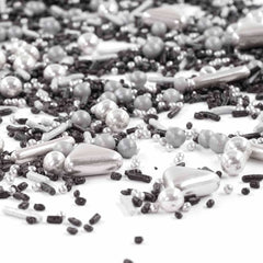 Streusel Glück Black Beauty, Mix Sprinkles Argent - Noir, 90 grammes Sprinkles Naty Shop