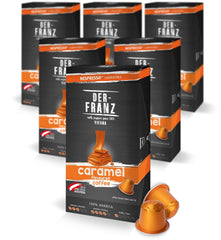 Capsules de café compatibles Nespresso Der-Franz, 6 x 10 capsules, arôme caramel, torréfaction moyenne