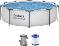 Set piscină Bestway Steel Pro Max™ Frame, rotundă, cu pompă de filtrare, 305 x 76 cm