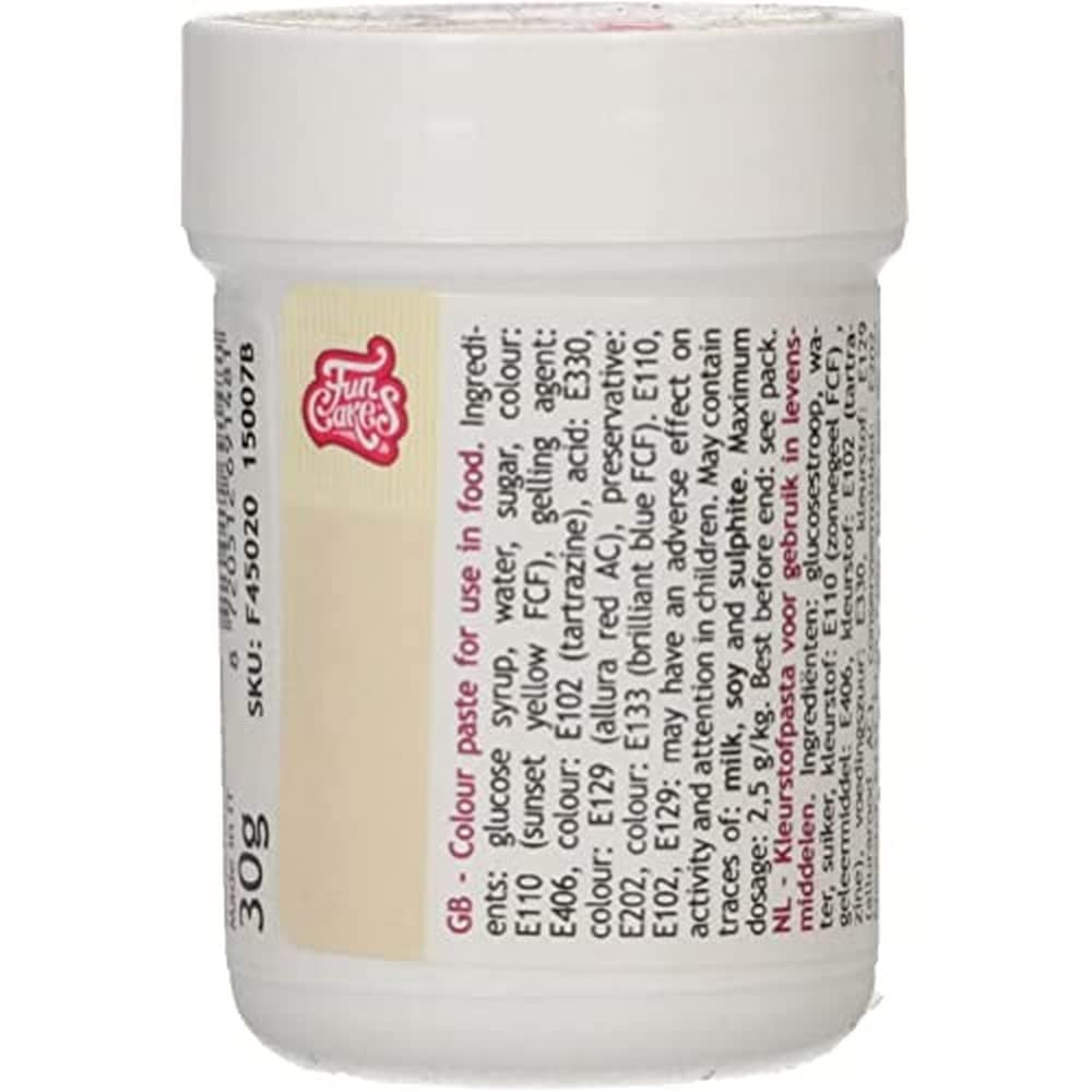 Colorant alimentaire concentré Funcakes Paste Color Ivoire ; pour pâte, crème, fondant, massepain, pâte à modeler et pâte à fleurs. Halal et casher. 30g