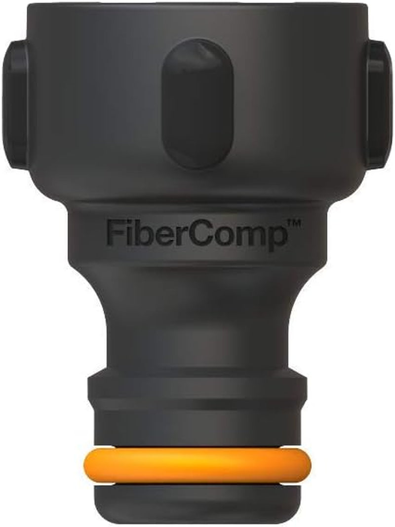 Connecteur de robinet Fiskars, pour robinets, Ø 21 mm (G 1/2"), FiberComp, taille universelle, 10 g, noir/orange, 1027053