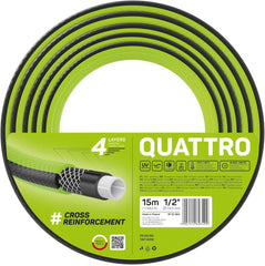 Cellfast QUATTRO Tuyau d'arrosage durable, léger, 4 plis, résistant aux UV, tuyau métallique, tresse croisée, 20 bars, 1/2" 15 m, 10-064