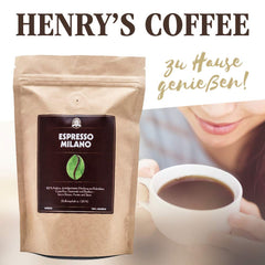 Henry's Espresso Milano 1000g - 100% Arabica - arôme intense - torréfaction artisanale - grains de café