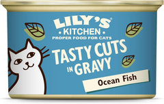 Lily's Kitchen Fish Tasty Cuts Nourriture humide pour chats - Paquet de 24 (24 x 85g) Délicieux morceaux de poisson en sauce pour chats