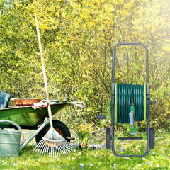 Relaxdays Dévidoir Dévidoir 45m 1/2" Dévidoir Jardin 82,5 x 43 x 34 cm Gris-Vert