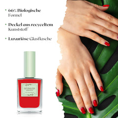 Vernis à ongles rouge à séchage rapide (Poppy Red) - vernis à ongles naturel avec formule végétalienne - respirant, durable et durable, 14 ml