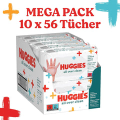 Huggies Lingettes humides pour bébé General Clean Corps entier Discreet Fresh 10 x 56 lingettes Boîte mensuelle