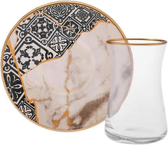 Service à thé 12 pièces Karaca Aris pour 6 personnes - Service en porcelaine exquis pour un plaisir de thé élégant