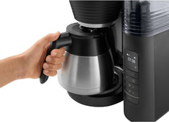 Melitta AromaFresh Therm Pro X - Machine à expresso avec filtre, moulin intégré, réservoir d'eau amovible, carafe thermique en acier inoxydable et fonction minuterie, pour jusqu'à 8 tasses de café, noir/argent