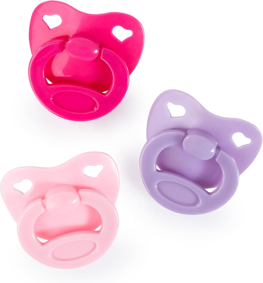 Bayer Design 79104AA Schnuller-Set für Puppen, Schnuller für Puppen, Puppenschnuller, Puppenzubehör, Rosa, Lila, Pink