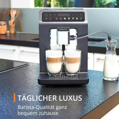 Machine à expresso automatique KRUPS Evidence One avec tuyau à lait, cappuccino à une touche, 12 boissons spéciales, fonction 2 tasses, écran couleur, machine à expresso, certificat TÜV, noir, EA895N10