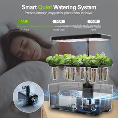 Système de culture hydroponique : 8 capsules, lampe LED à spectre complet de 24 W avec avertissement de faible niveau d'eau | Jardin intérieur pour cuisine, salon, école | Idée cadeau pour les jardiniers amateurs