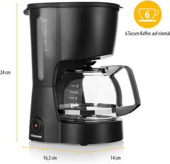 Cafetière Tristar, capacité 6 tasses, 600W, fonction maintien au chaud, arrêt automatique, filtre permanent, système anti-goutte, compacte et portable, facile à nettoyer, CM-1246