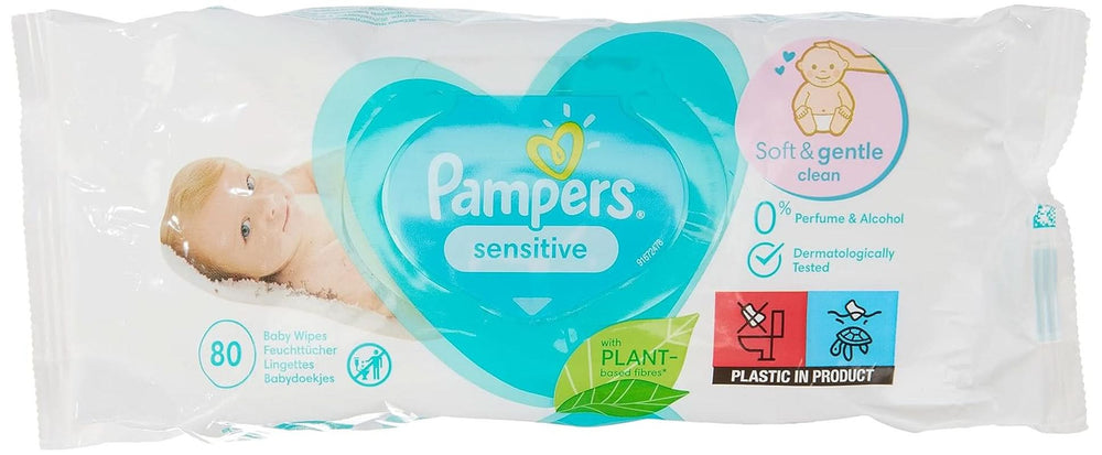 Lingettes humides Pampers Sensitive, 80 lingettes Lingettes humides pour bébé Naty Shop