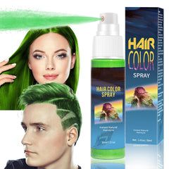 Coloration pour cheveux - Spray de couleur de cheveux vert temporaire de 30 ml, spray de coloration de cheveux temporaire naturel, teinture pour cheveux lavable pour fête cosplay Halloween (vert) Coloration pour cheveux Naty Shop Green